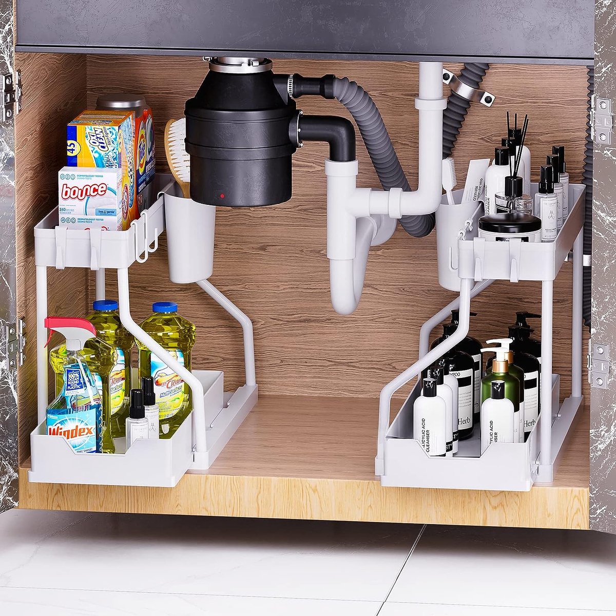 2-laags badkamer onder de gootsteen organizers