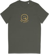 Grappig Heren Dames T Shirt So What? Nou En? - Minimalistische Smiley Print - Khaki Groen - M