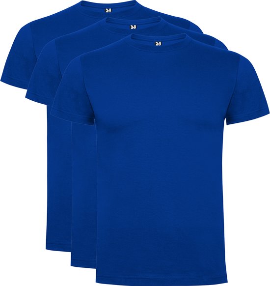 3 Pack Roly Atomic Basic T-Shirt 100% biologisch katoen Ronde hals Royal Blue Maat XXL