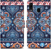 Cadorabo Hoesje voor Samsung Galaxy A20 / A30 / M10s - Design Blauwe Mandala No. 1 - Beschermhoes Case Cover met magnetische sluiting, standaardfunctie en kaartvakje