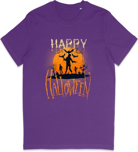 T Shirt Meisjes Jongens - Halloween Print - Paars - Maat 104