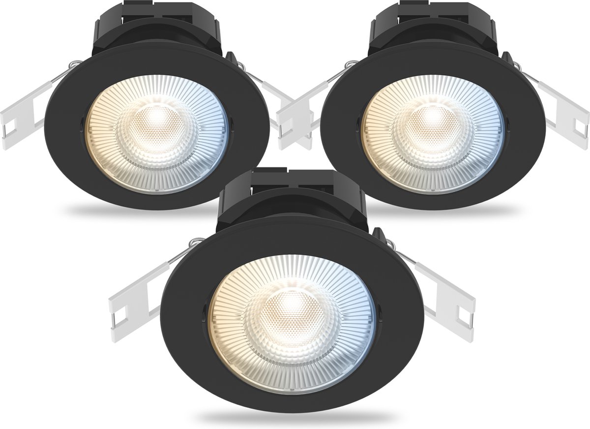 Calex Slimme Inbouwspot - Set van 3 stuks - Smart LED Downlight Dimbaar - Kantelbaar - War
