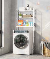 Alora wasmachine opbergrek wit - Badkamerrek - Wasmachine ombouw - Opbergrek voor wasmachine - Wasmachine kast - Wasmachine meubel met 3 schappen - 26.5 x 66.5 x 155cm