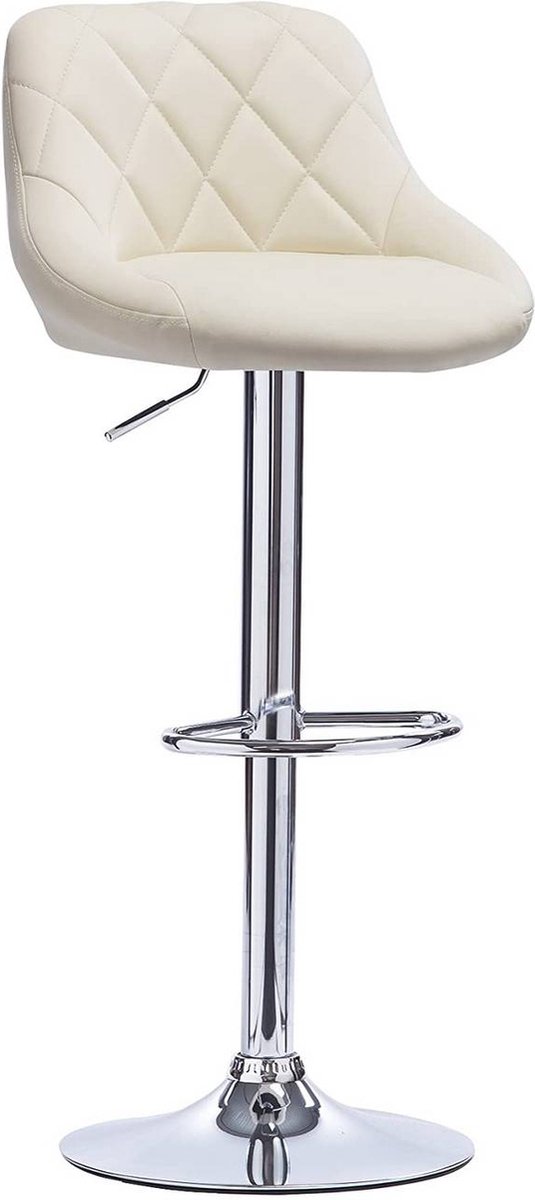 Happyment Designer Barkruk Memo - Met rugleuning - Stevig - Ergonomische barstoel - Zithoogte 60 - 82cm - Creme - Set van 1 - Keuken en bar - In hoogte verstelbaar