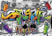 Fotobehang - Vlies Behang - Kleurrijke Graffiti Tekening - Straatkunst - 368 x 254 cm