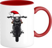 Chapeau de Noël Moto - Mauvais pull de Noël Cadeau de Noël - Femmes / Hommes / Vêtements unisexes - Tenue de Noël drôle - Mug - Rouge