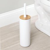 Toiletborstel met houder - voor de badkamer - hygiënisch/praktisch/stijlvol/plastic en bamboe - natuurlijk/wit