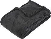 Fleece deken/fleeceplaid donkergrijs 125 x 150 cm polyester - Bankdeken - Fleece deken - Fleece plaid