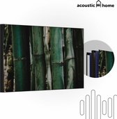 Akoestische panelen - Geluidsisolatie - Akoestische wandpanelen - Akoestisch schilderij AcousticPro® - paneel met groen bamboo - design 385 - Premium - 120x80 - Wit- Wanddecoratie - woonkamer - geluidsdemper - studio schuim