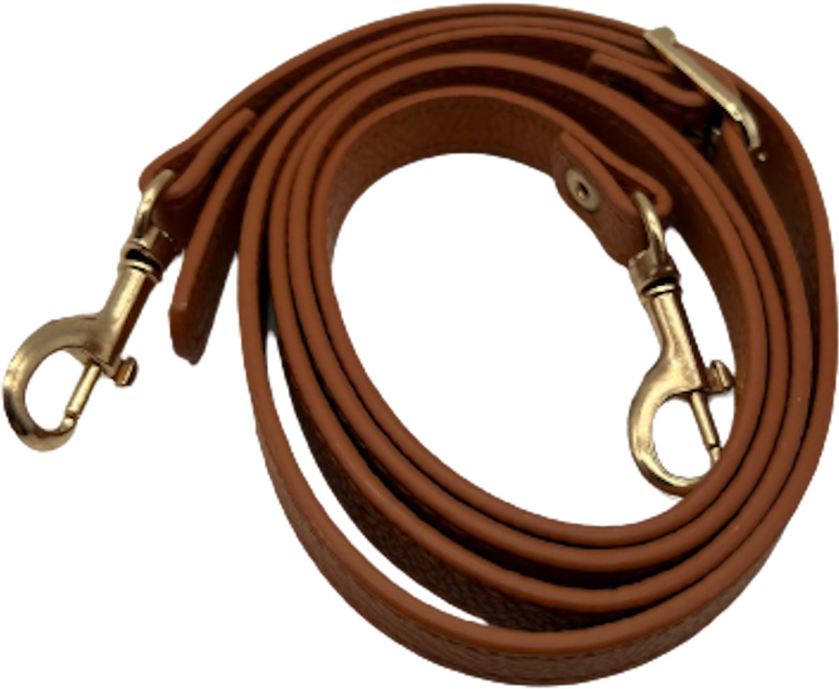 FIFO Verstelbare Modieuze Kunst Leren Schouderriem Tas – LichtBruin/Goudkleurig– Schouderband – Leren Tassen riem – Fashion – Leer – Losse riem – Losse band – Tassen band – Tassen hengsel