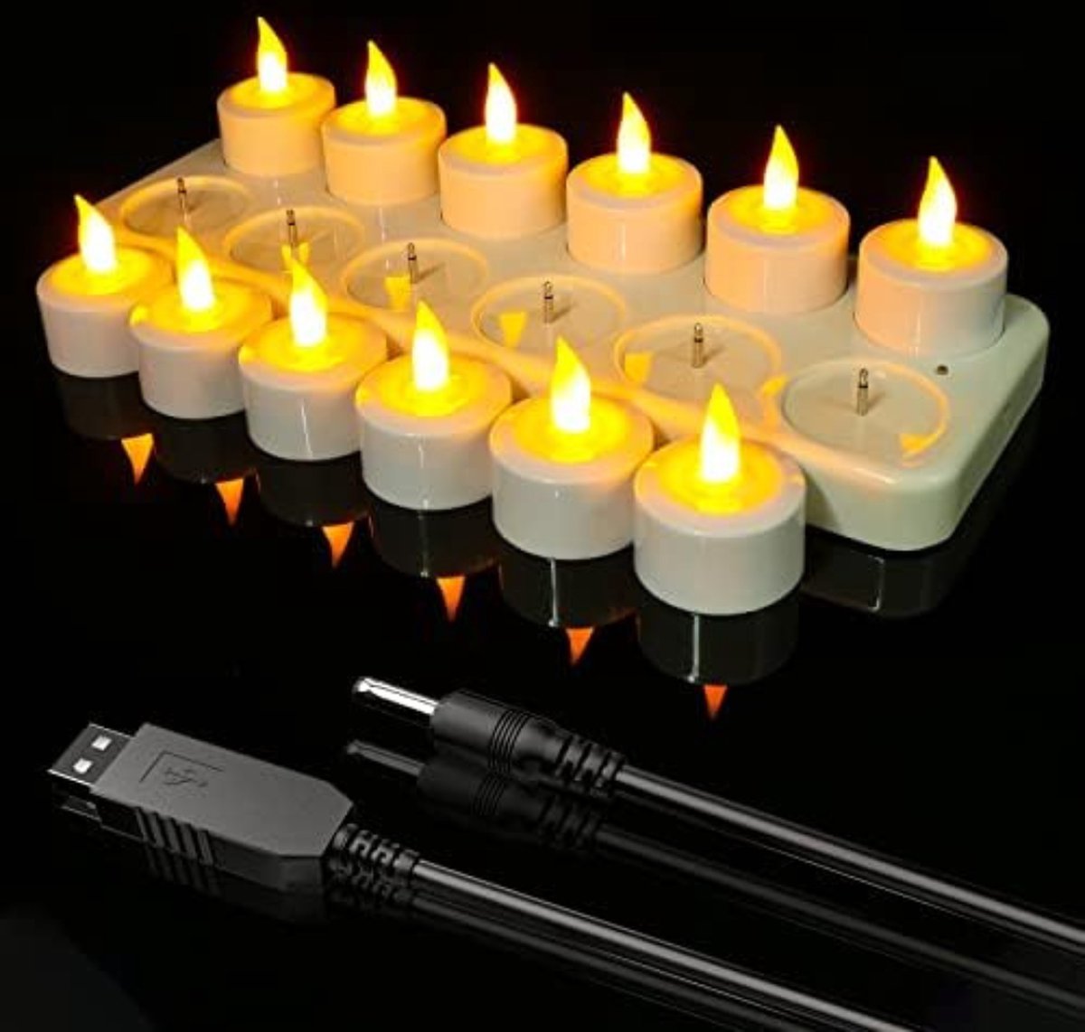 Bougies/bougies chauffe-plat LED rechargeables 105 heures étanche blanc  chaud (12