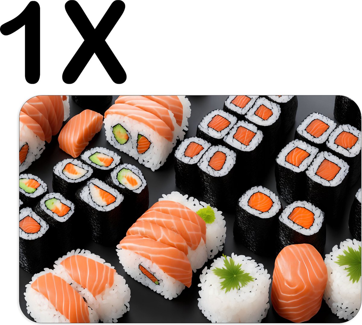 BWK Flexibele Placemat - Sushi met Zalm - Set van 1 Placemats - 45x30 cm - PVC Doek - Afneembaar