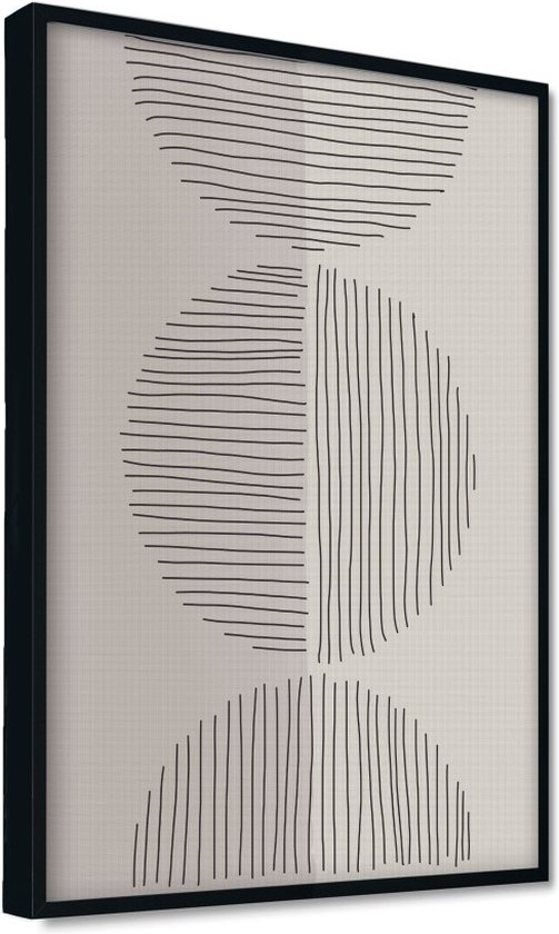 Akoestische panelen - Geluidsisolatie - Akoestische wandpanelen - Akoestisch schilderij AcousticPro® - paneel met grafisch element - Design 14 - basic - 60x90 - zwart- Wanddecoratie - woonkamer - geluidsdemper - studio schuim