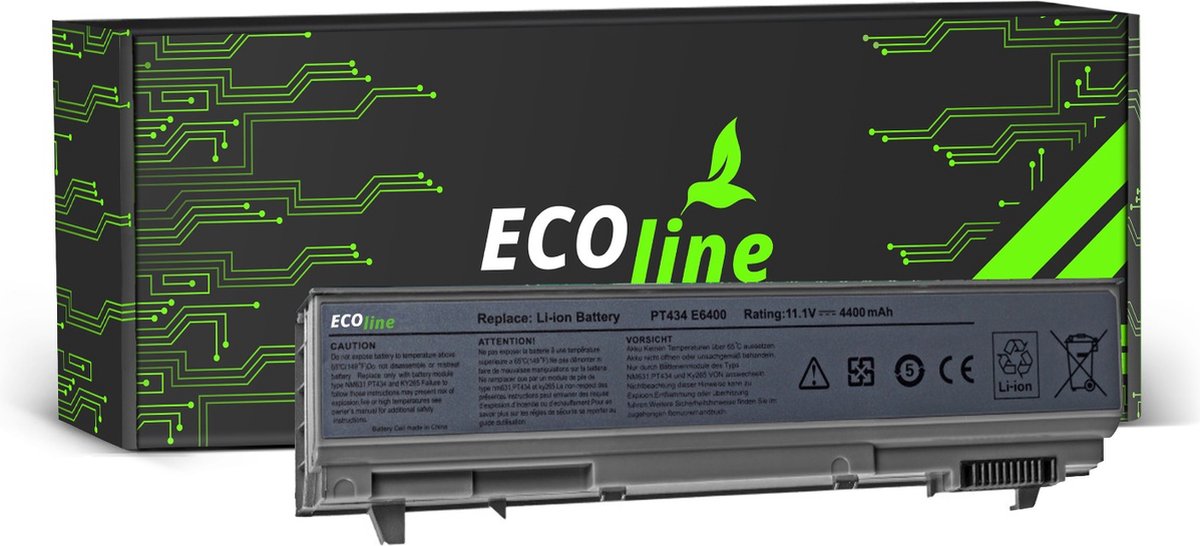 EcoLine - PT434 W1193 Batterij Geschikt voor de Dell Latitude E6400 E6410 E6500 E6510 / 11.1V 4400mAh.