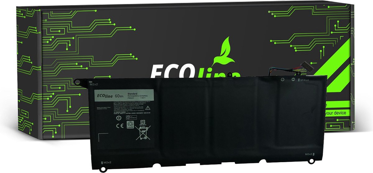 EcoLine - PW23Y Batterij Geschikt voor de Dell XPS 13 9360 / 7.6V 7895mAh.