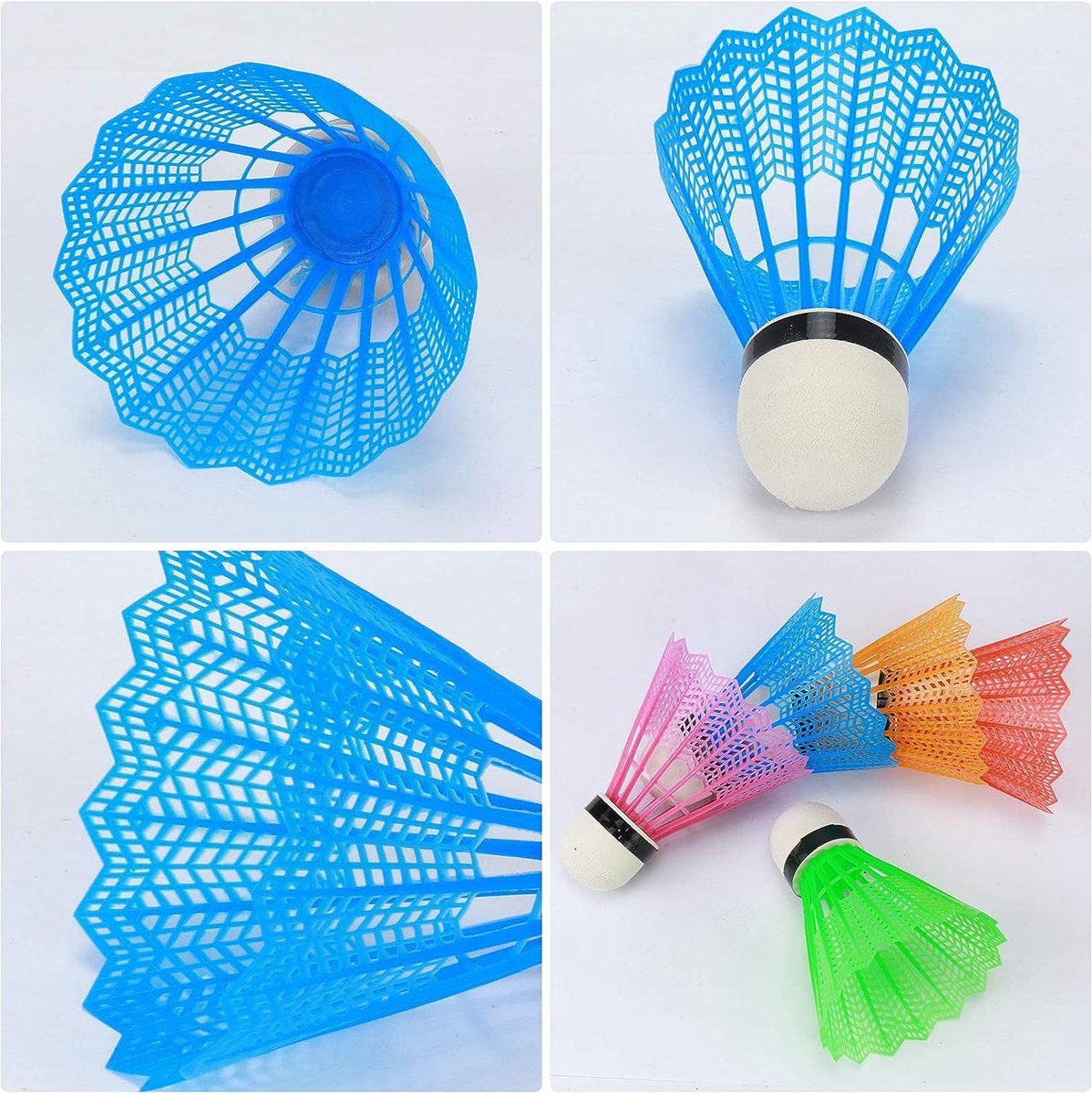 Set de 12 volants de badminton en plastique à haute stabilité et