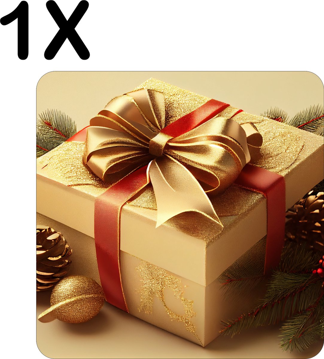 BWK Stevige Placemat - Licht Gouden Cadeau met Decoratie - Set van 1 Placemats - 50x50 cm - 1 mm dik Polystyreen - Afneembaar