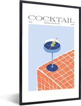 FrameYourWall® - Cadre photo avec affiche 20x30 - Cocktail - Été - Blauw - Vintage - Cadre photo en bois - Cadres et cadres - Cadre photo en bois - Cadre à langer pour affiche murale - Cadre Picture et photo - Cadre affiche - Porte photo