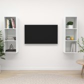 The Living Store TV-meubel - Televisiewandmeubelset - 37 x 37 x 107 cm - Hoogglans wit - Spaanplaat