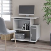 The Living Store Computerbureau - Compact - Hoogglans wit - 80x50x75cm - Met uittrekbare toetsenbordlade