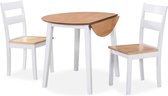 The Living Store Eetkamerset - Klassiek wit en natuurlijk hout - Inklapbare tafel en 2 stoelen - Eenvoudig te monteren