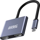 AdroitGoods USB C naar Dual HDMI - 4K@60hz/30hz - Dual HDMI Adapter- USB C Hub - USB 3.0 (5Gbps) - USB-C Opladen (tot 87W)