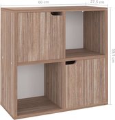 The Living Store Boekenkast - Grijs Sonoma Eiken - 60 x 27.5 x 59.5 cm - Met Deuren en Open Vakken