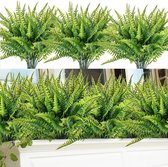 12 stuks kunstmatige varens planten buiten Boston varens namaakplanten UV-bestendige kunststof installatie (groen)
