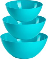 Plasticforte voedsel serveer schalen set - 3x stuks - blauw - kunststof - Dia 20/23/26 cm