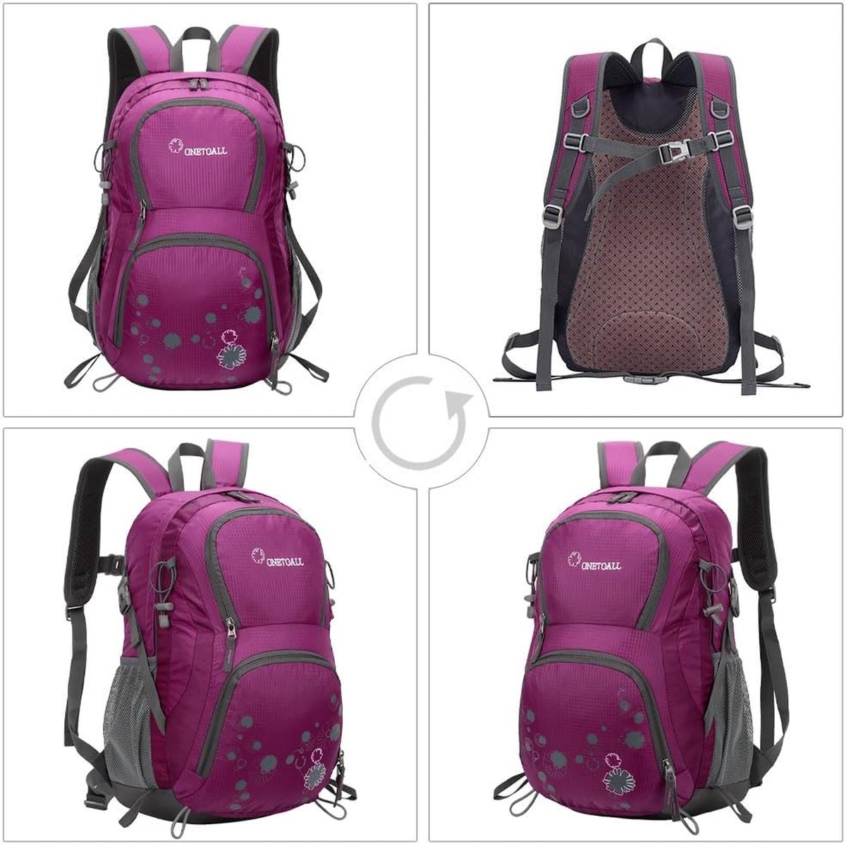 Outplea Kleine Wandelrugzak Waterdicht, 20L Travel Dagrugzak Lichtgewicht Vrouwen Mannen, Sport Rugzak voor Camping Wandelen Fietsen, Zwart, 20L US, Rugzak Rugzakken