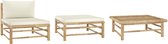 The Living Store Loungeset - bamboe - crèmewit - 65x70x60 cm - modulair