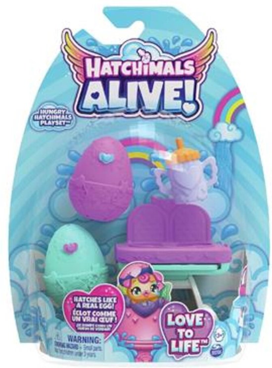 Hatchimals Alive - Hungry Hatchimals-speelset met kinderstoel en 2 minifiguren in eieren die zelf uitkomen - Hatchimals