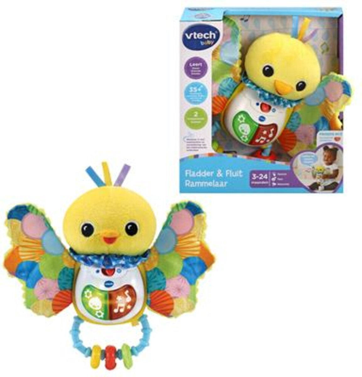 VTech Baby Fladder & Fluit Rammelaar - Educatief Speelgoed