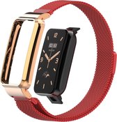 By Qubix Milanese loop bandje met case - Rood - Xiaomi Smart Band 7 Pro - Mi Band 7 Pro bandje