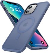 Hoesje Geschikt voor Apple iPhone 12 / 12 Pro - Compatibel met MagSafe - Matte Beschermhoes - Back Cover met Magneet - Geschikt voor Draadloos Opladen met Magnetische Ring - Blue