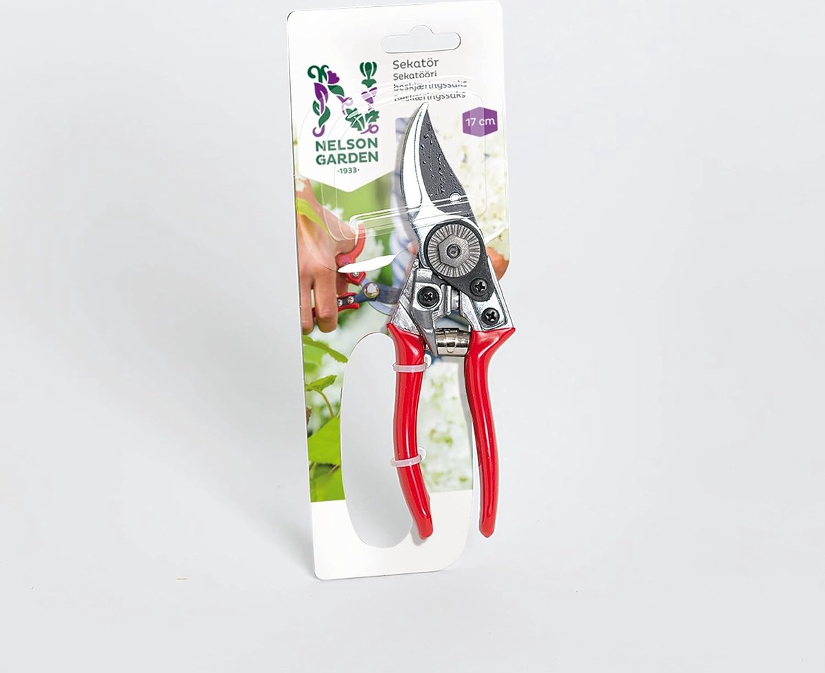Snoeischaar Klein met Veer en Veiligheidsslot - 17 cm - Nelson Garden Tools - Rozenschaar - Snoeischaar - Bloemenschaar