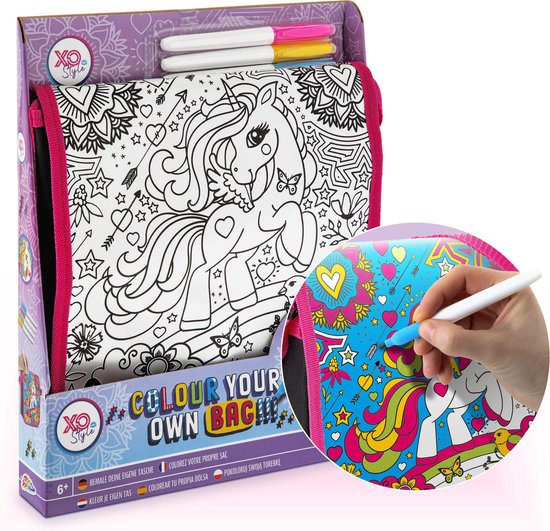 Maak je eigen unieke Unicorn tas - Knutselen met dit magische hobbypakket van Grafix | Geschikt voor meisjes vanaf 6 jaar | Unicorn speelgoed en knutselen in één! | Kleur je eigen tas cadeau geven
