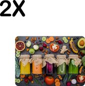 BWK Luxe Placemat - Kleurrijke Potten met Groente en Fruit - Set van 2 Placemats - 35x25 cm - 2 mm dik Vinyl - Anti Slip - Afneembaar