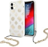 Guess Peony Back Case met Strap - Geschikt voor Apple iPhone 11 (6.1") - Goud