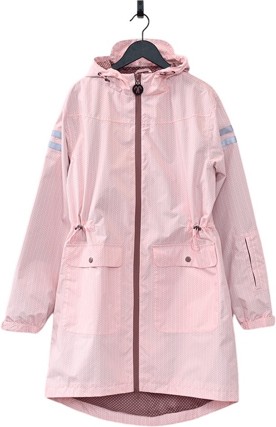 Ducksday - parka de pluie pour femme - longueur moyenne - réflecteurs - veste de pluie - imperméable - respirante - vieux rose - Molly - taille Small