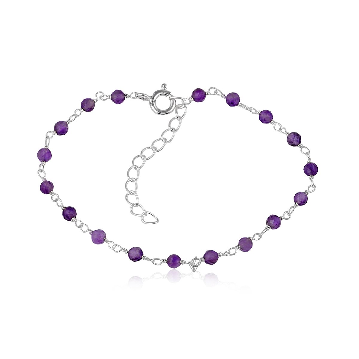 Natuursieraad - 925 sterling zilver amethist kralen armband - luxe edelsteen sieraad - natuursteen