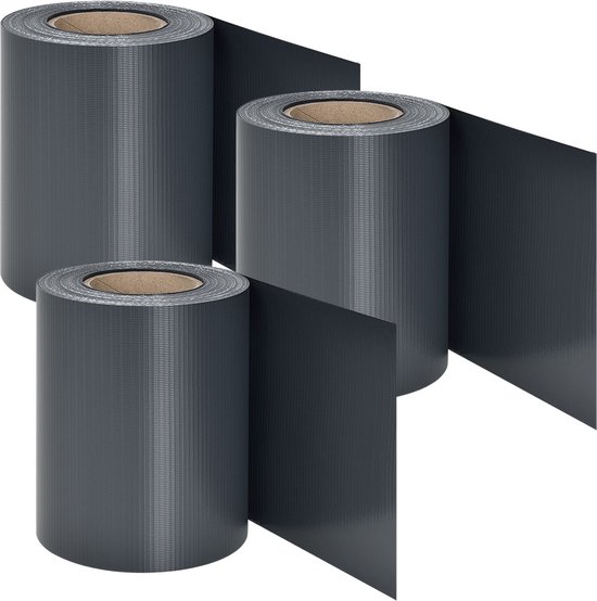 PVC Privacystrips - 3 stuks - 35 meter - Antraciet - Incl. Bevestigingsklemmen
