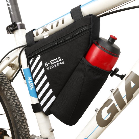 RAMBUX® - Sacoche de Cadre de Vélo avec Porte-bidon - Zwart - VTT - Sacoche de Vélo - Housse de Rangement Driehoek - Sacoche de Cadre de Vélo - Hydrofuge