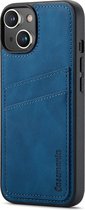 Casemania Hoesje Geschikt voor Apple iPhone 15 Plus met Pasjeshouder Navy Blue - Back Cover met Kaarthouder