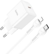 Hoco Oplader Geschikt voor Xiaomi Mi 11 Lite - Type C Kabel (1 Meter) & Stekker (N27) - USB C Snel Lader 20W - Wit
