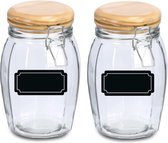 Weckpotten/inmaakpotten - 4x - 1.2L - glas - met beugelsluiting - incl. etiketten