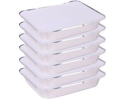 Elite Meal prep voedsel bewaar bakjes - Aluminium - 8x - 33 x 25 x 5 cm - met deksel