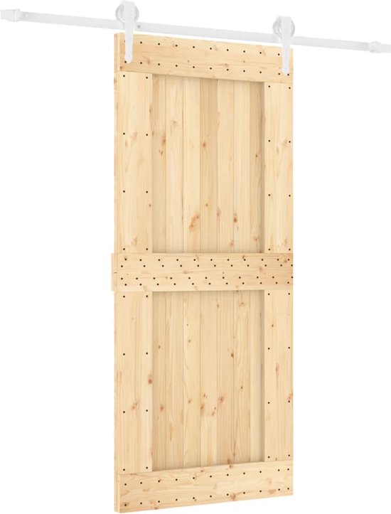 vidaXL Schuifdeur Wasbruin 90 x 208 cm Massief grenenhout - Deuren en Horren
