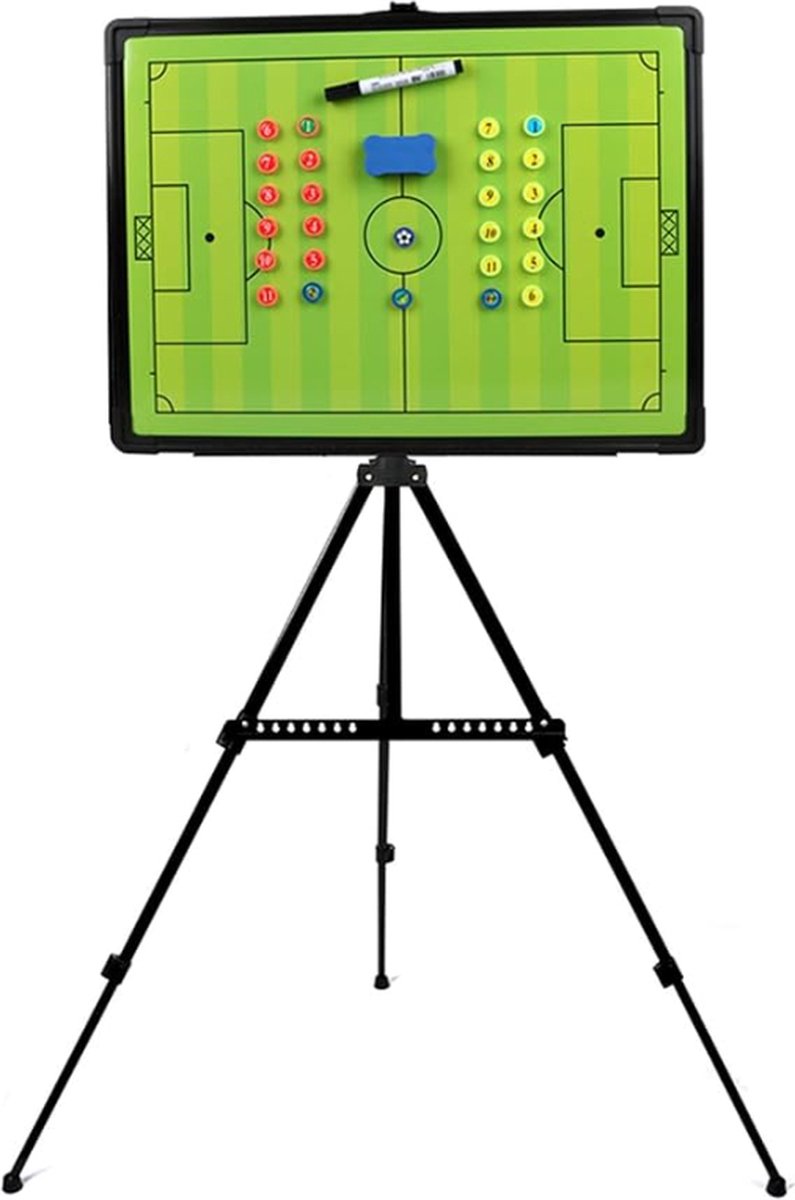 Tactiekbord voetbal - Tactiekborden - Coachbord - Coachboard - Coaching en training - Inclusief stift, magneten, wisser en draagtas - Veldmateriaal - Staand en liggend - 46 x 61.5 cm (lxb) - Zwart, groen, rood, geel en blauw
