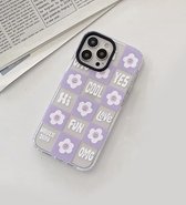 REBUS hoesje voor iPhone 13 Pro Max, (Weekend) [Flexibele TPU], Transparante bumperhoes met volledige bescherming en leuk bloemenontwerp.